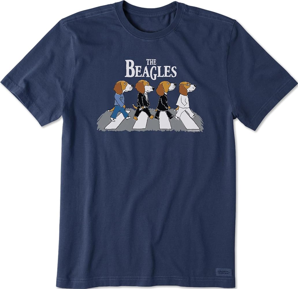 Life is Good. Men's The Beagles Crusher Tee, Darkest Blue