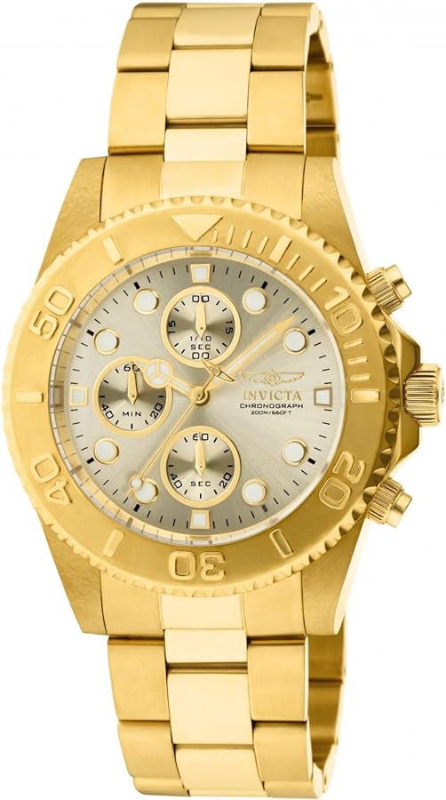 Invicta Pro Diver Men's Wrist Watch Stainless Steel Quartz Champagne Dial - 1774