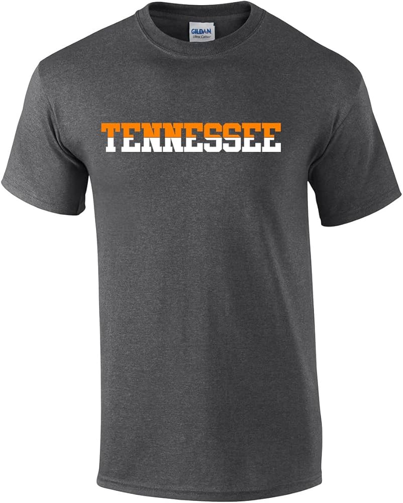 Mens Tennessee Tshirt TN Two Tone Orange and White Football Sports Fan Short Sleeve T-Shirt Graphic Tee