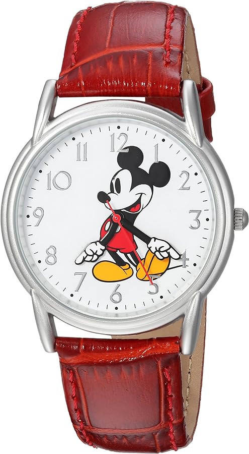 Disney Mickey Mouse Adult Classic Cardiff Articulating Hands Analog Quartz Leather Strap Watch