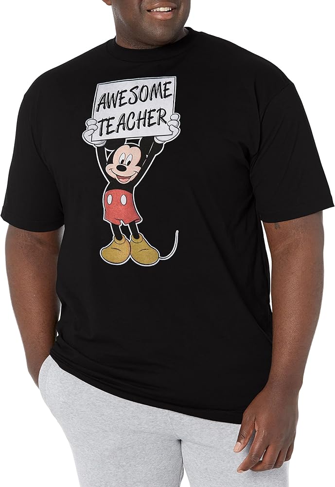 Disney Big & Tall Classic Mickey Awesome Teacher Men's Tops Short Sleeve Tee Shirt