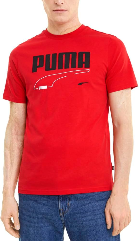 Puma Mens Logo Crew Neck Short Sleeve Bt Athletic Tops Casual - Red