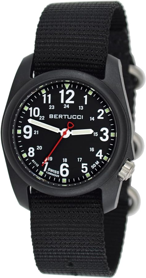 BERTUCCI DX3 Men’s Field Watch | Black Nylon Band | Swiss Super Luminous Technology | Innovative Design, Durable Build, Light Weight Comfort | 11015