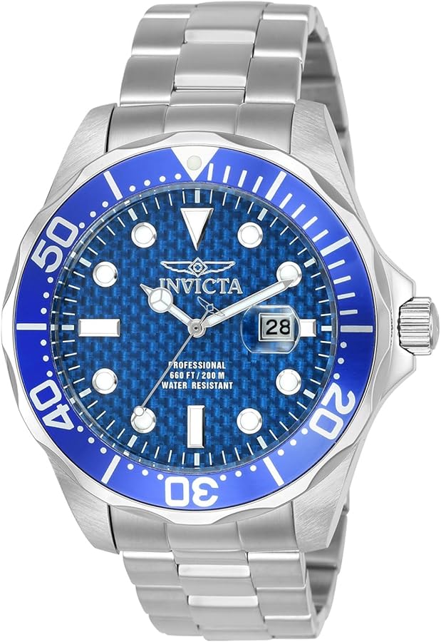 Invicta Men's 12563 Pro Diver Blue Carbon Fiber Dial Stainless Steel Watch