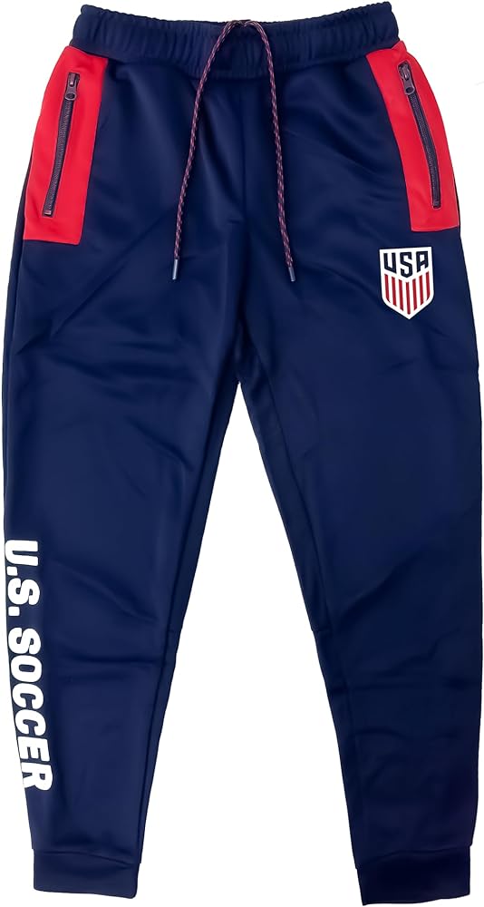 Icon Sports Officially Licensed Men's U.S. Soccer Joggers Casual Sweatpants, USA Soccer Track Pants with Zipper Pockets