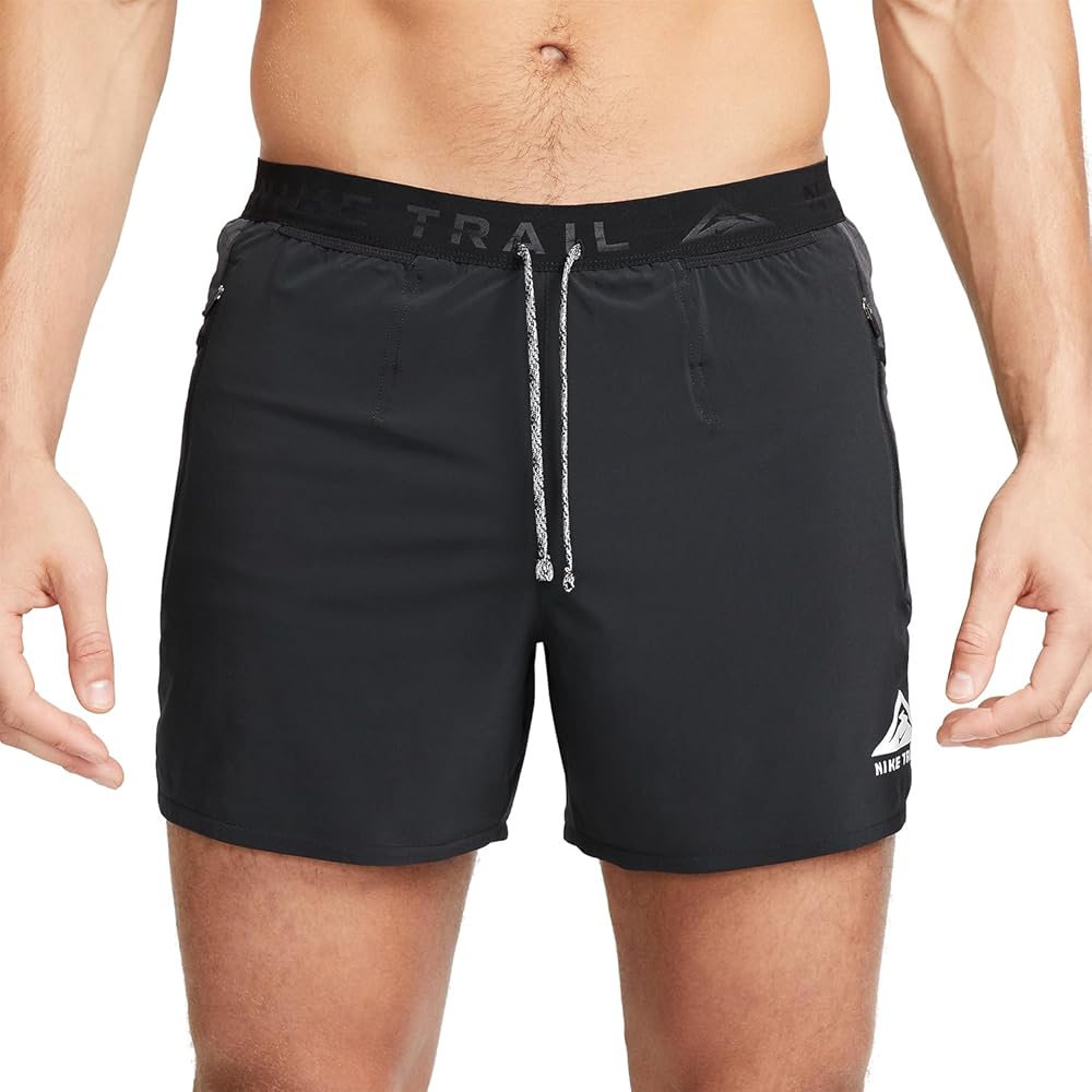 Nike Trail Second Sunrise Men's Dri-FIT 5" Brief-Lined Running Shorts (US, Alpha, Medium, Regular, Regular, Black/Dark Smoke Grey/White)