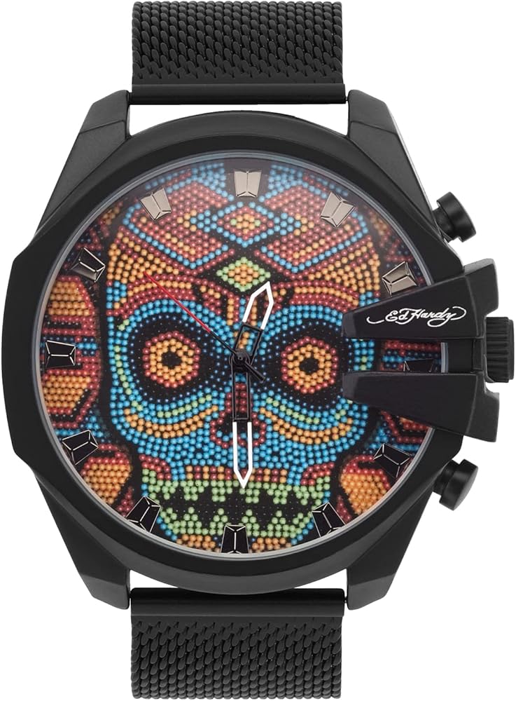 ED HARDY Skull Men's Mesh Analog Watch