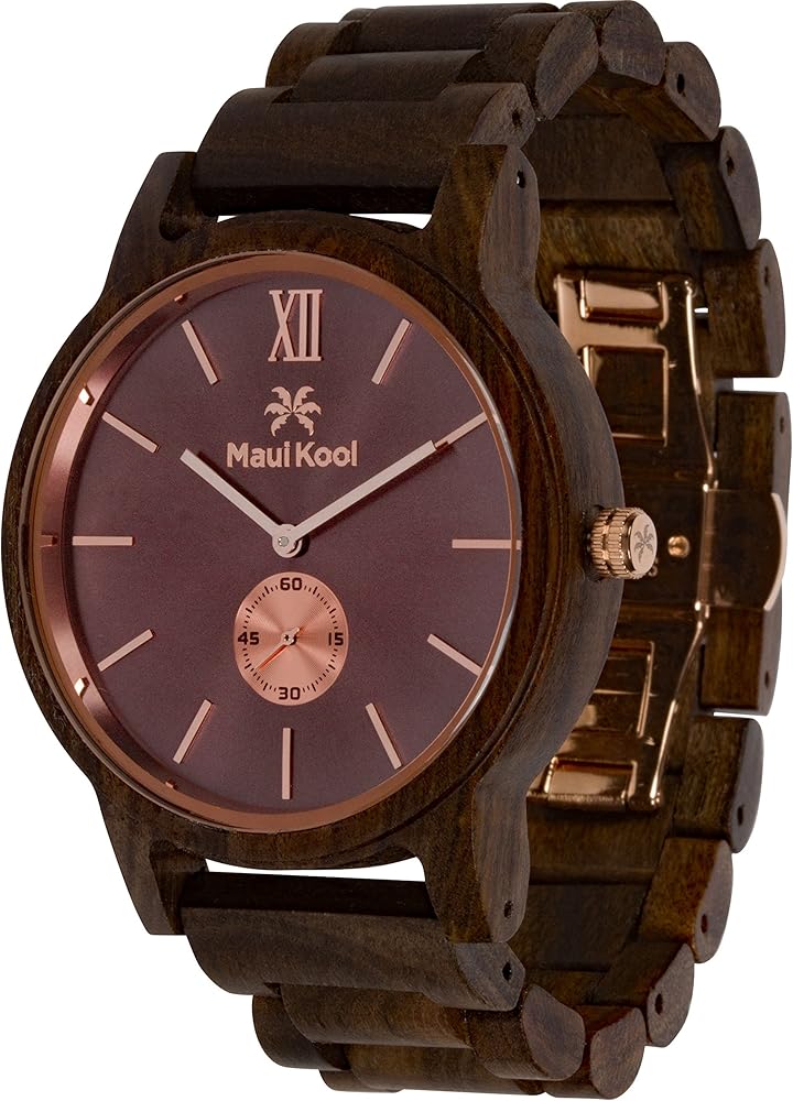 Wooden Watch for Men Kaanapali Collection Analog Large Face Wood Watch Bamboo Box (C3 - Coffee Face)