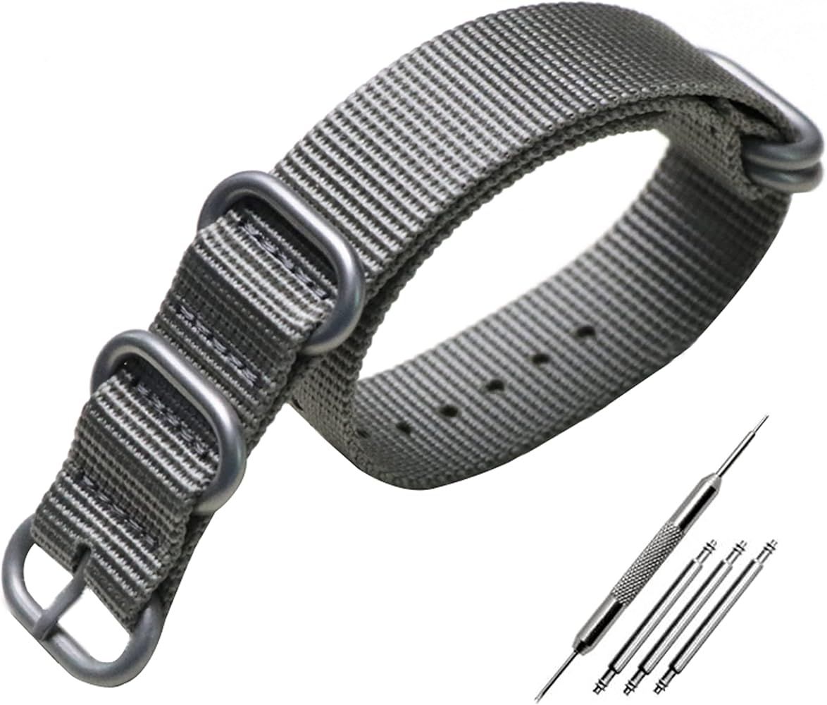 Watch Band Nylon Strap 18mm 20mm 22mm 24mm One-Piece Classic Military Style Band Ballistic Premium Thru Watch Strap with Heavy Buckle Watch Bracelet Replacement Band for Men Women