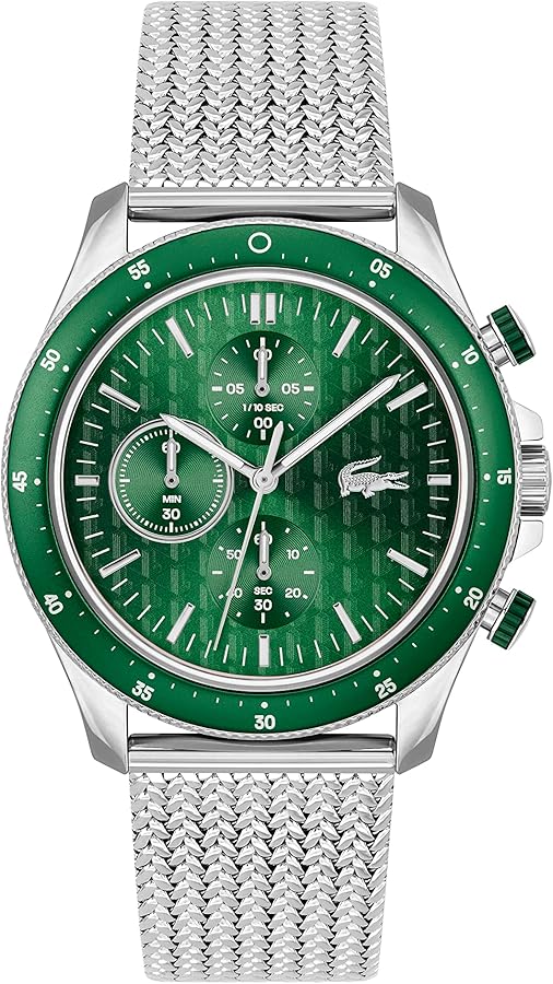 Lacoste Neo Heritage Men's Quartz Stainless Steel Green Aluminum Case with Stainless Steel Strap, (Model: 2011255)