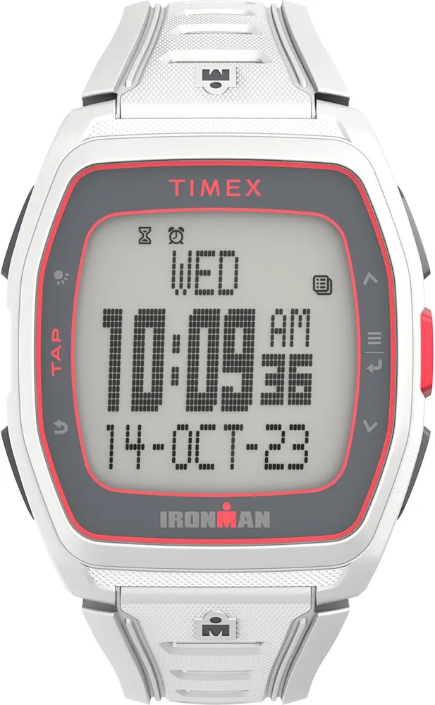 Timex Unisex Ironman T300 42mm Watch - White Strap Digital Dial White Case