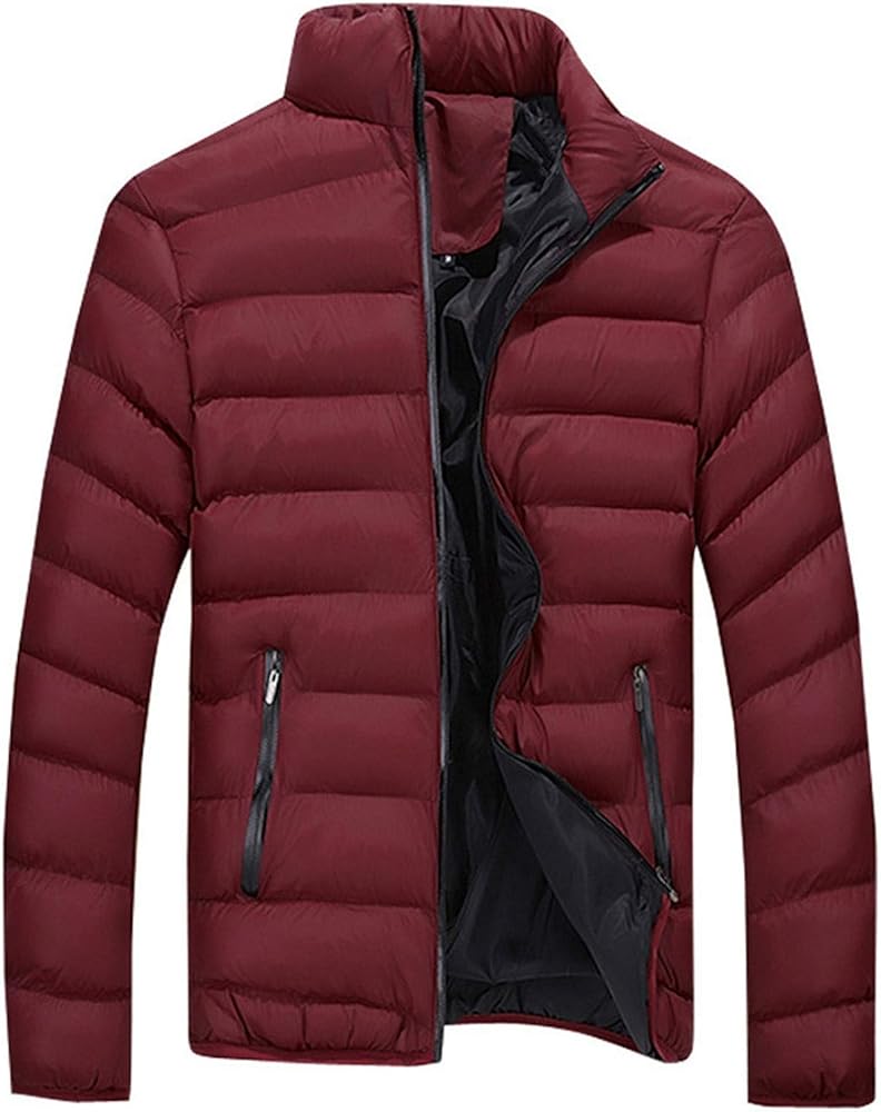 Mens Puffer Jacket Lightweight Packable Down Jacket Winter Quilted Coat Zip Up Thicken Hoodie Waterproof Outerwear