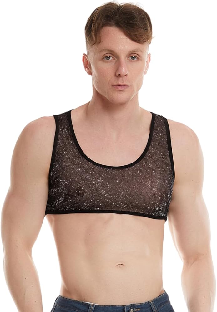 Kaei&Shi Lingerie for Men,Mens Crop Top Bra,Sissy Clothes Tank