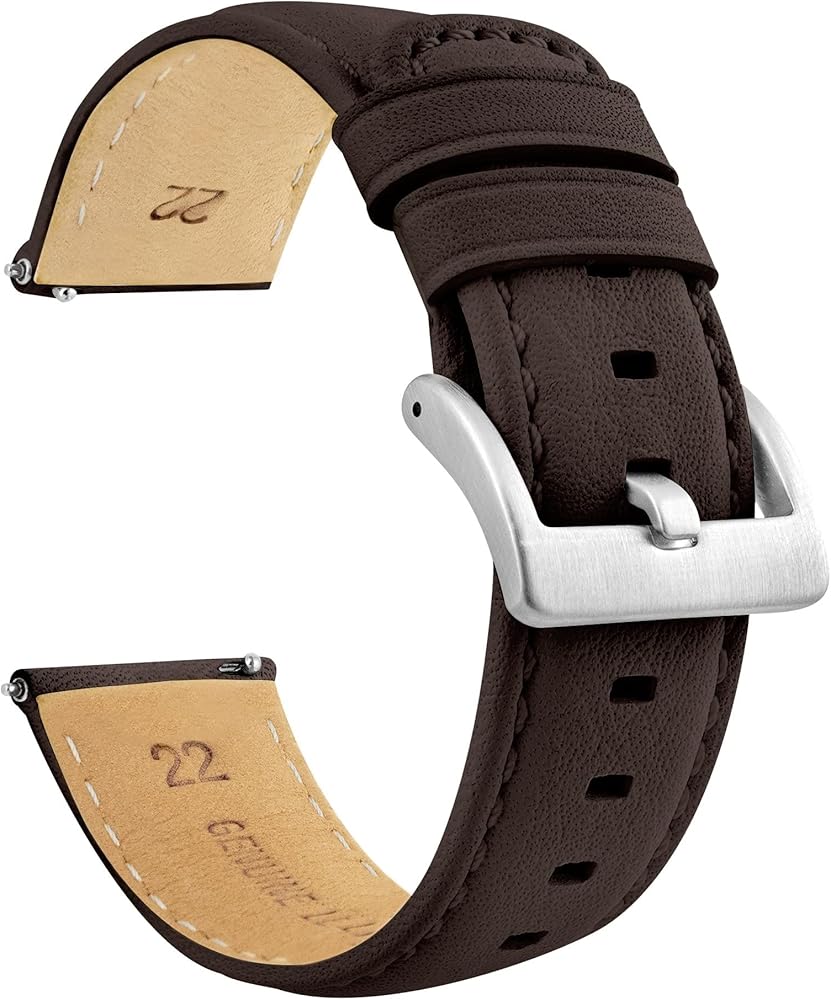 BARTON Water-Resistant Leather Watch Bands - Quick Release - Choose Strap Color & Size - 18mm, 20mm, 22mm & 24mm Watch Straps