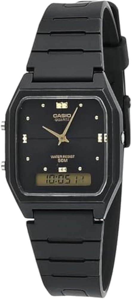 Casio AW48HE-1AV Men's Black Resin Band Analog Digital Dual Time Zone Watch