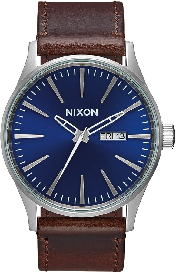 Nixon Men's A105 Sentry 42mm Stainless Steel Leather Quartz Movement Watch