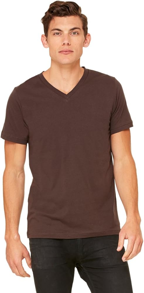 Bella + Canvas Unisex Jersey Short-Sleeve V-Neck T-Shirt 3XL BROWN