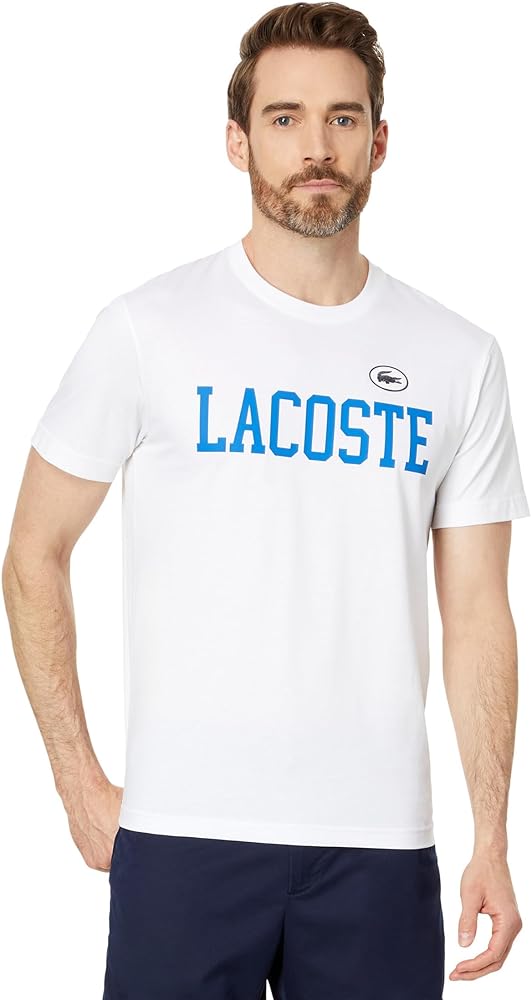 Lacoste Men's Short Sleeve Classic Fit Tee Shirt W/Large Wording