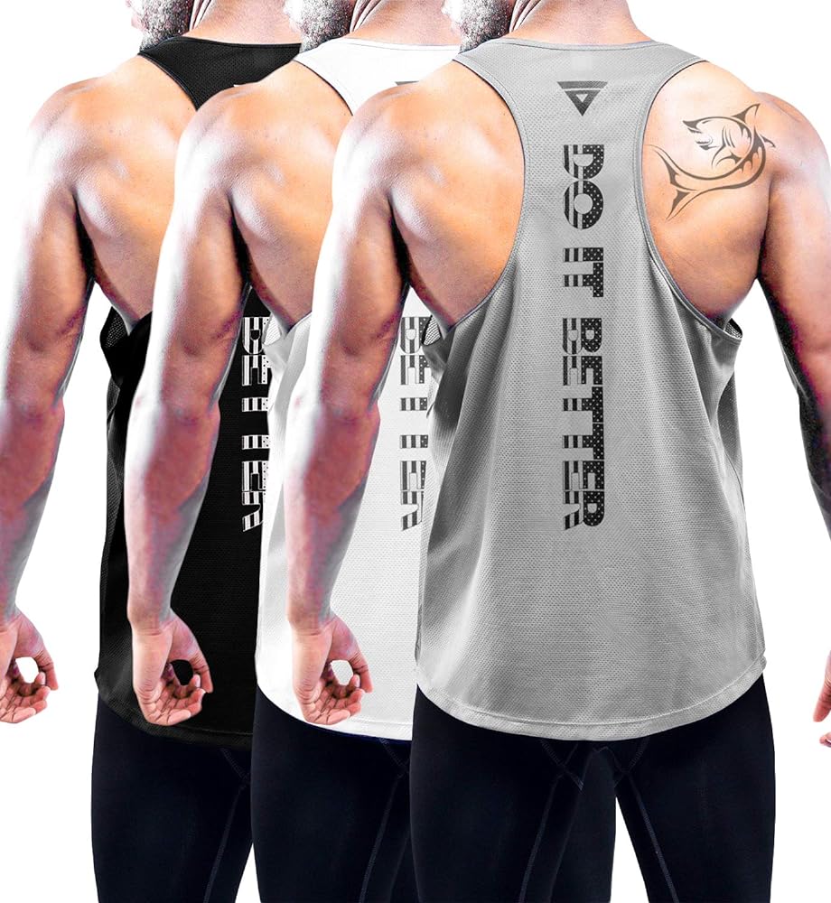 Men's 1, 3 or 5 Pack Y-Back Workout Tank Tops, Athletic Muscle Gym Tank Tops, Fitness Bodybuilding Sleeveless T-Shirts