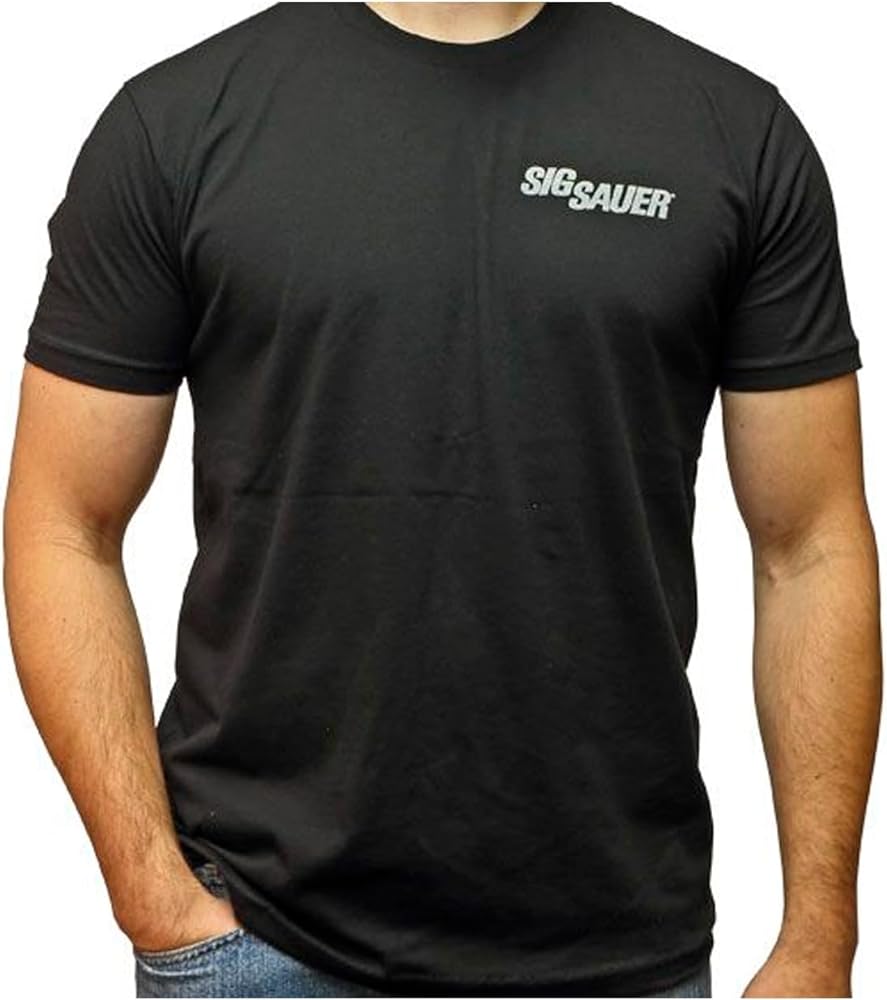 Sig Sauer Men's Crew Neck Short Sleeve Tee - Lightweight Breathable Cotton Casual Everyday Active Shooting Logo T-Shirt