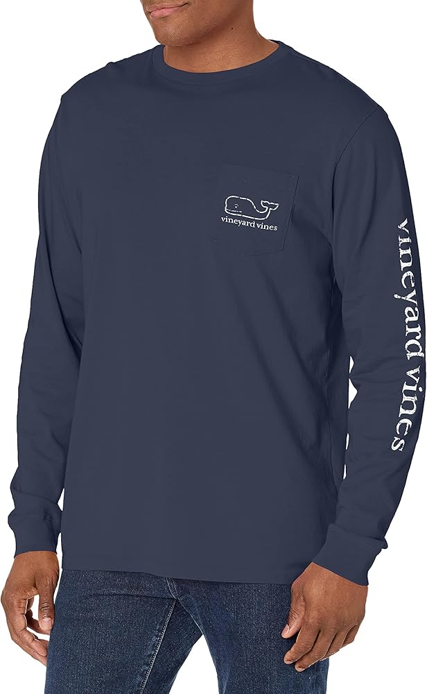 vineyard vines Men's Long Sleeve Vintage Whale Pocket T-Shirt