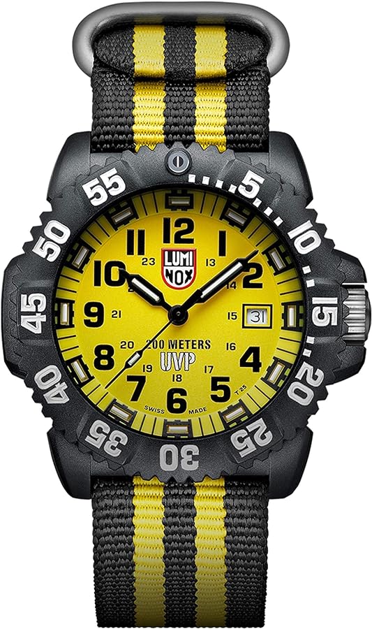 Luminox Navy Seals Mens Watch Scott Cassell Special Edition (XS.3955.Set) - Yellow Display, Compass, Rubber & Nylon Band, 200 M Water Resistant