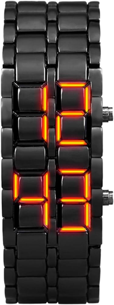 FANMIS Fashion Men's Simple Youth Sports Watch Electronic Binary Digital LED Lava Alloy Rectangular Chain Watch