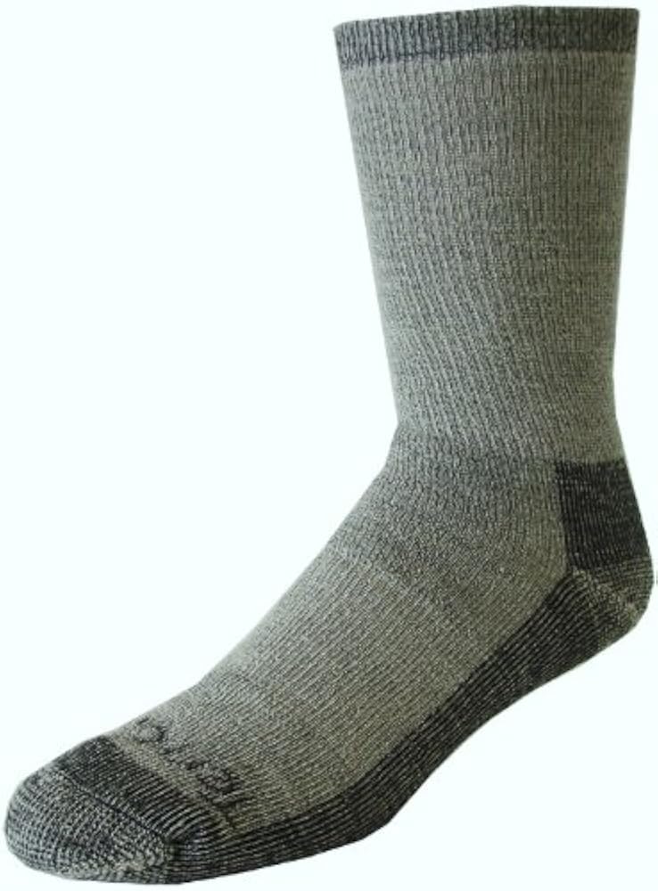 Terramar Men's Merino Hiker Crew Socks (2 Pack), Large, Grey Heather