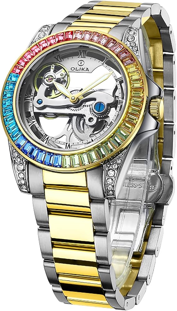 Olika Women Watch, Self Winding Mechanical Watch - Stainless Steel Skeleton Watch, Luminous Waterproof Watch, Business Stylish Watch for Woman