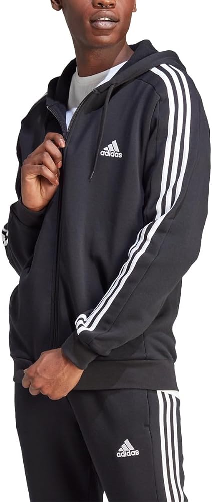 adidas Men's Essentials 3-Stripes Fleece Full-Zip Hoodie