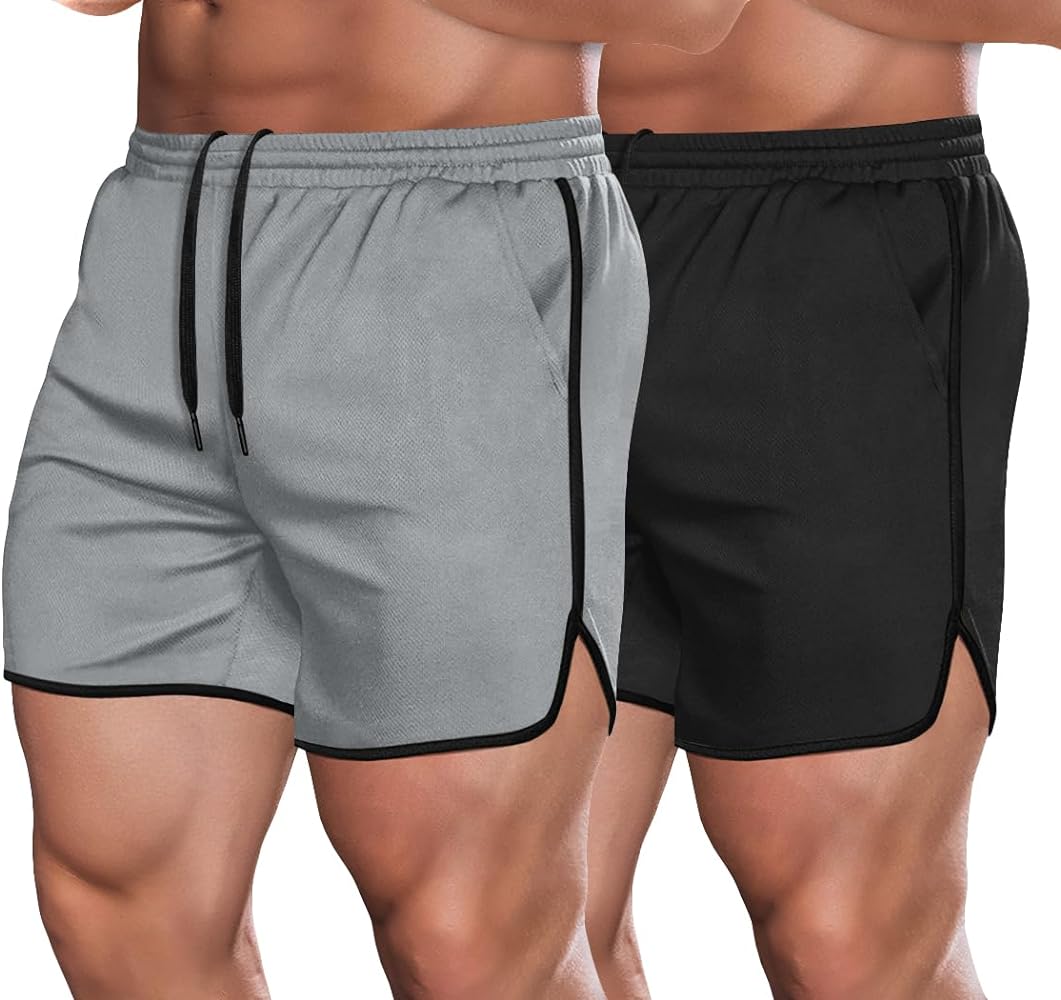 COOFANDY Men's Gym Workout Shorts 5 Inch 2 Pack Athletic Running Shorts Quick Dry Sport Training Shorts with Pockets