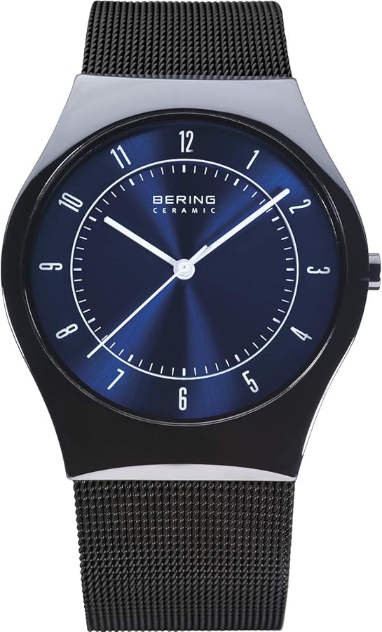 BERING Men Analog Quartz Ceramic Collection Watch with Stainless Steel Strap and Sapphire Crystal 32039-440, Black, Bracelet