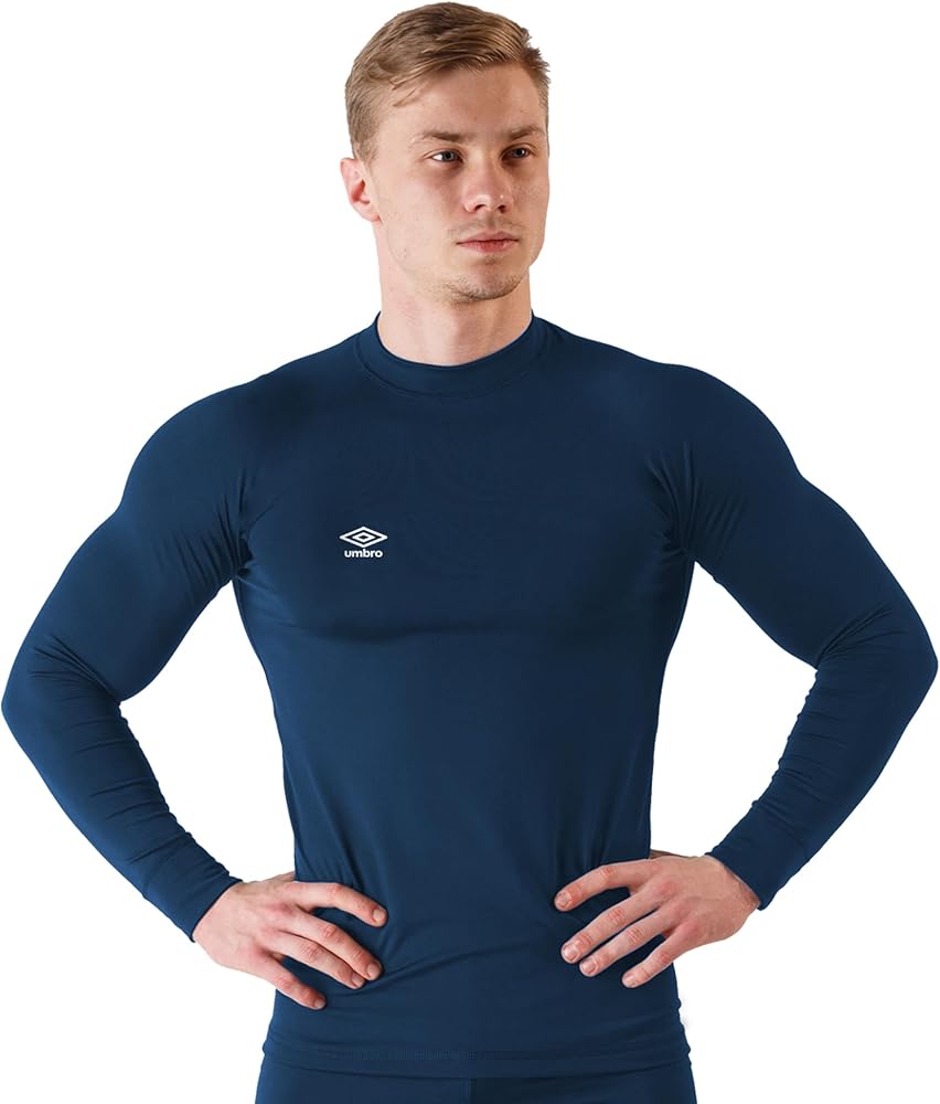 Umbro Mens Base Layer Thermal Top - Warm & Light Base Layer Men Cold Weather, Compression Shirts for Men, Rash Guard for Men