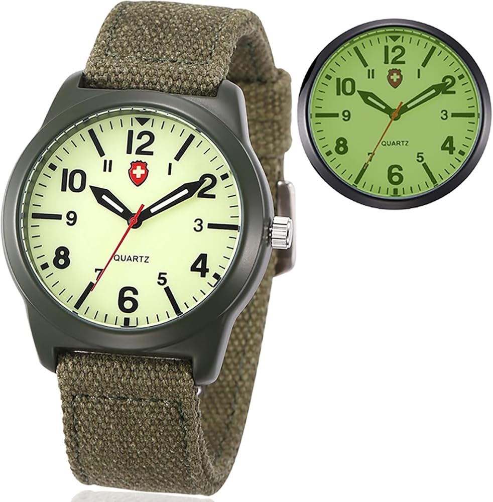 Gosasa Unisex Military Watches Sport Textile Nylon Strap Stylish Men Watch Luminous Fashion Watches Analog Display Quartz Waterproof Casual Wristwatch