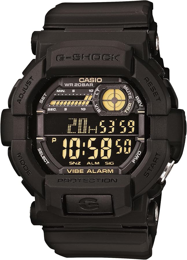 Casio G-Shock GD-350-1B | 200M WR | Shock Resistant |Vibration Alarm | 1/100 Sec. Stop Watch + Countdown Timer | Word Time | Multiple Alarms