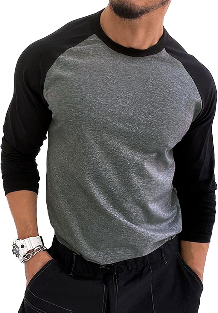 SOLY HUX Men's Casual Long Sleeve T-Shirts Crewneck Baseball Tee Raglan Sleeve Shirt Tops