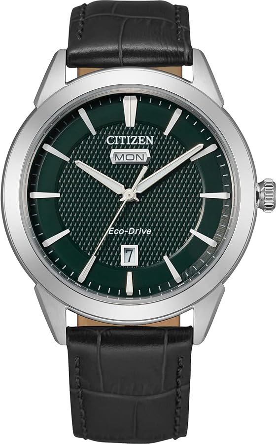 Citizen Men's Corso Stainless Steel Eco-Drive Watch with Leather Strap