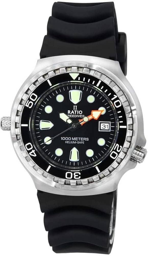 RATIO FreeDiver 2nd Generation Diver Watch Sapphire Crystal Quartz Movement Dive Watch 1000M Water Resistant Diving Watch for Men