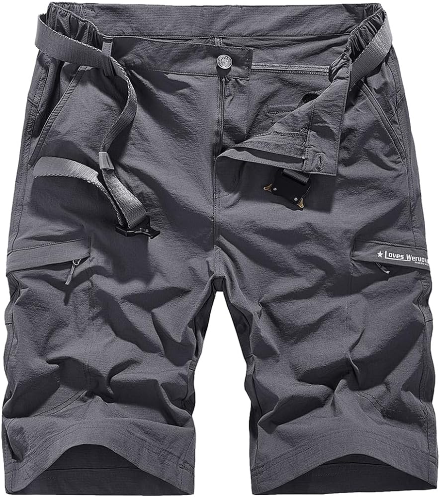 Quick Dry Hiking Shorts Men's Cargo Casual Outdoor 4-Way Stretchy Lightweight Summer Short with Multi Pockets 30-46 (No Belt)