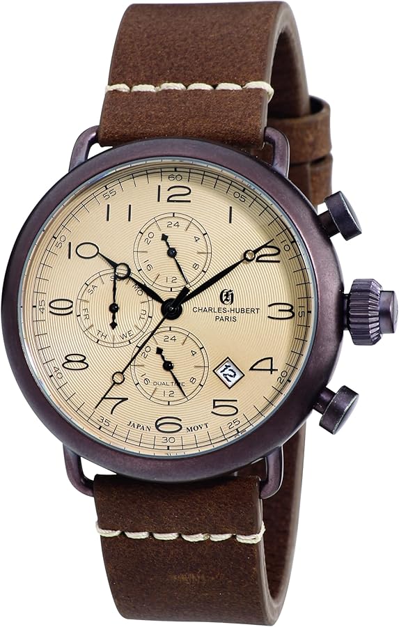 Charles-Hubert, Paris Men's 3958-N Premium Collection Analog Display Japanese Quartz Brown Watch