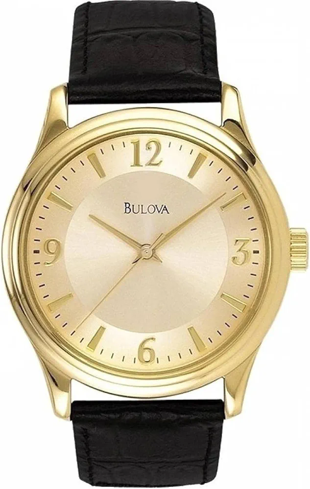 Bulova Corporate Collection Mens Black Leather Strap Watch