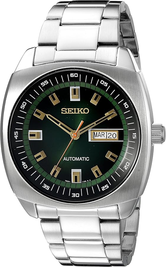 SEIKO Recraft Automatic Watch - Green Dial, Stainless Steel, Day/Date Calendar, 50m Water Resistant, 41hr Power Reserve