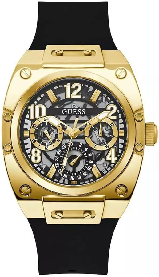 GUESS Men's 43mm Watch - Navy Strap Navy Dial Rose Gold Tone Case