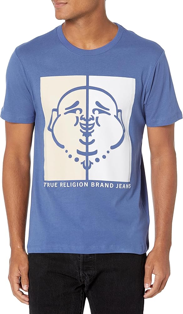 True Religion Men's Two Tone Buddha Face Tee