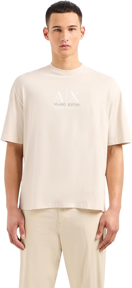 A | X ARMANI EXCHANGE Men's Limited Milano Edition Comfort Fit Logo Tee, FOG