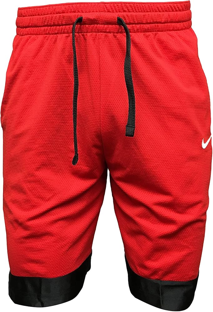 Nike Men's Shorts 100% Polyester Dri-Fit Elite Stripe Basketball Shorts CV1748 Red (Medium)