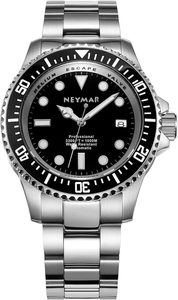 NEYMAR 44mm men's 1000m diver Japanese automatic sport stainless steel watch