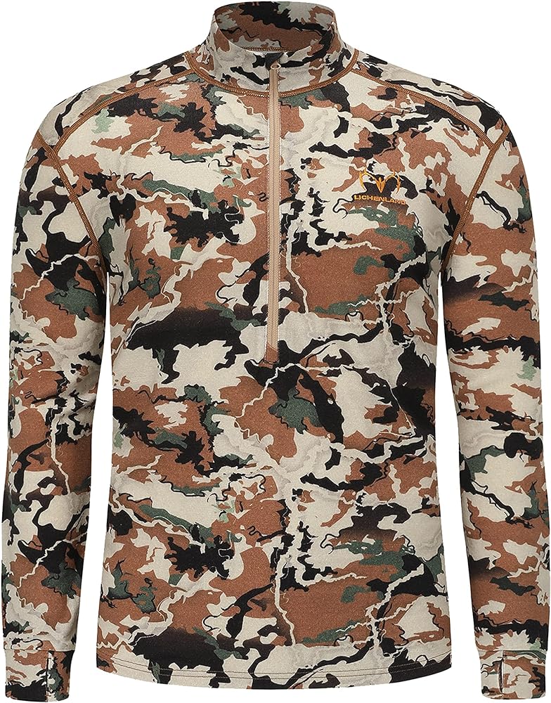 Men's 100% Merino Wool Hunting Base Layer Tops Camo Shirts