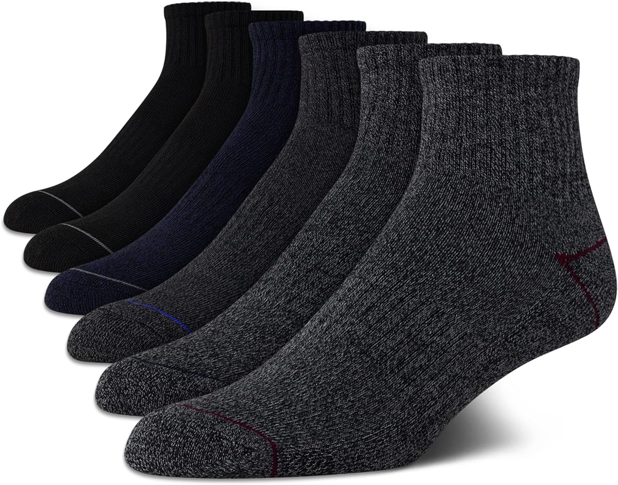 Nautica Men's Performance Quarter Socks with Cushioned Comfort (6 Pack)