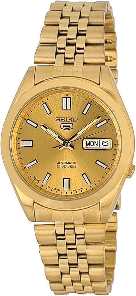 Seiko automatic 21 Jewels Calendar golden Stainless steel watch SNXC38J5, golden, bracelet, golden, bracelet